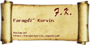 Faragó Korvin névjegykártya