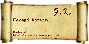 Faragó Korvin névjegykártya